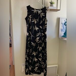 Dressbarn Cream and Black Sheath Maxi Dress Sleeveless Scoop Neck